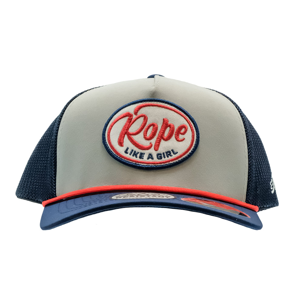 Hooey Hats OSFA Hooey Grey And Navy Rope Like A Girl High Profile Hybrid Bill Cap