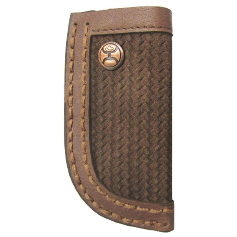 Hooey OSFA / BROWN Hooey Brown Roughout Basketweave Leather with Brown Oil Tanned Leather Knife Sheath