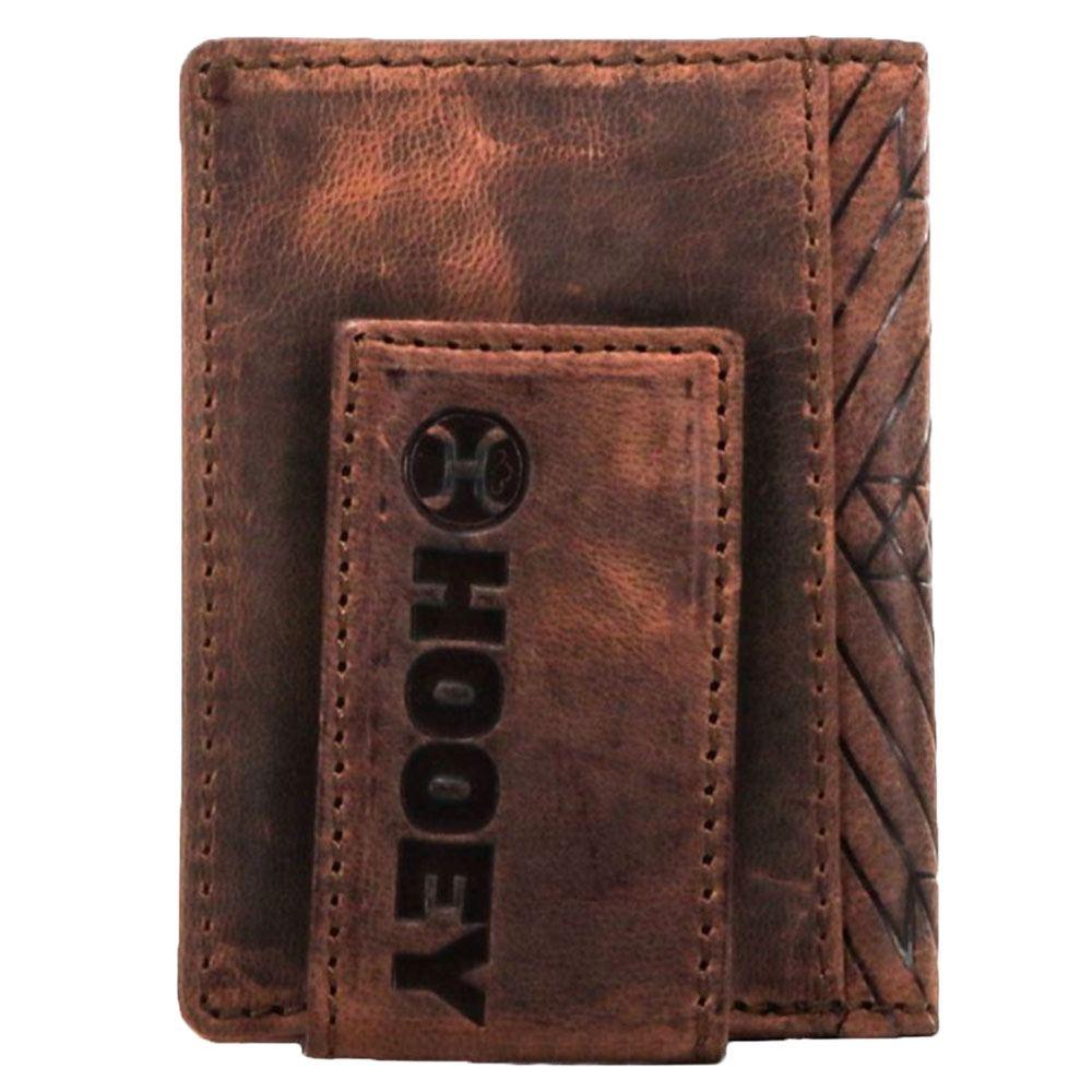 Hooey Other Brown / OSFA Hooey Brown Aztec Embossed Bifold Money Clip Wallet with Hooey Logo Rivet