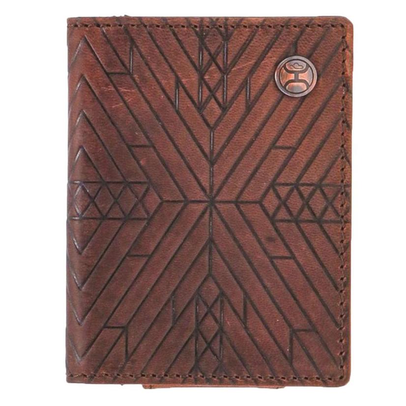 Hooey Other Brown / OSFA Hooey Brown Aztec Embossed Bifold Money Clip Wallet with Hooey Logo Rivet