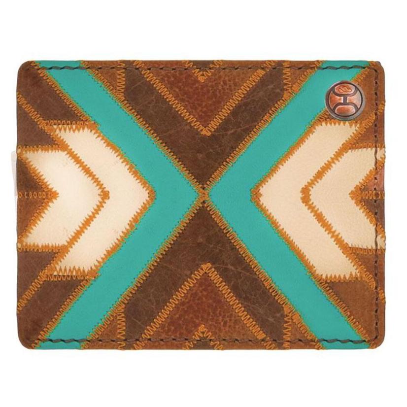 Hooey Other OSFA / MULTI Hooey Patchwork Front Pocket Bifold Men's Wallet with Turquoise Accents