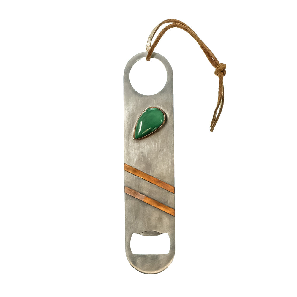 Horse Money Turquoise Co Other Horse Money Turquoise Co Silver and Copper with Turquoise Stone Bottle Opener