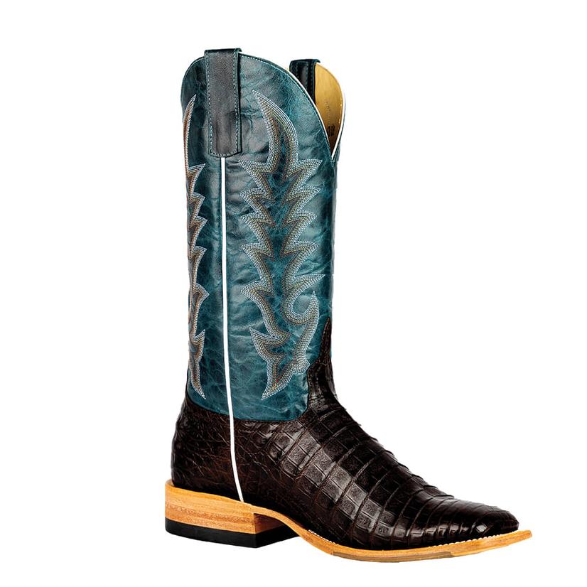 Horsepower Footwear Horse Power Chocolate 13" Navy Explosion Caiman Belly Men's Boots