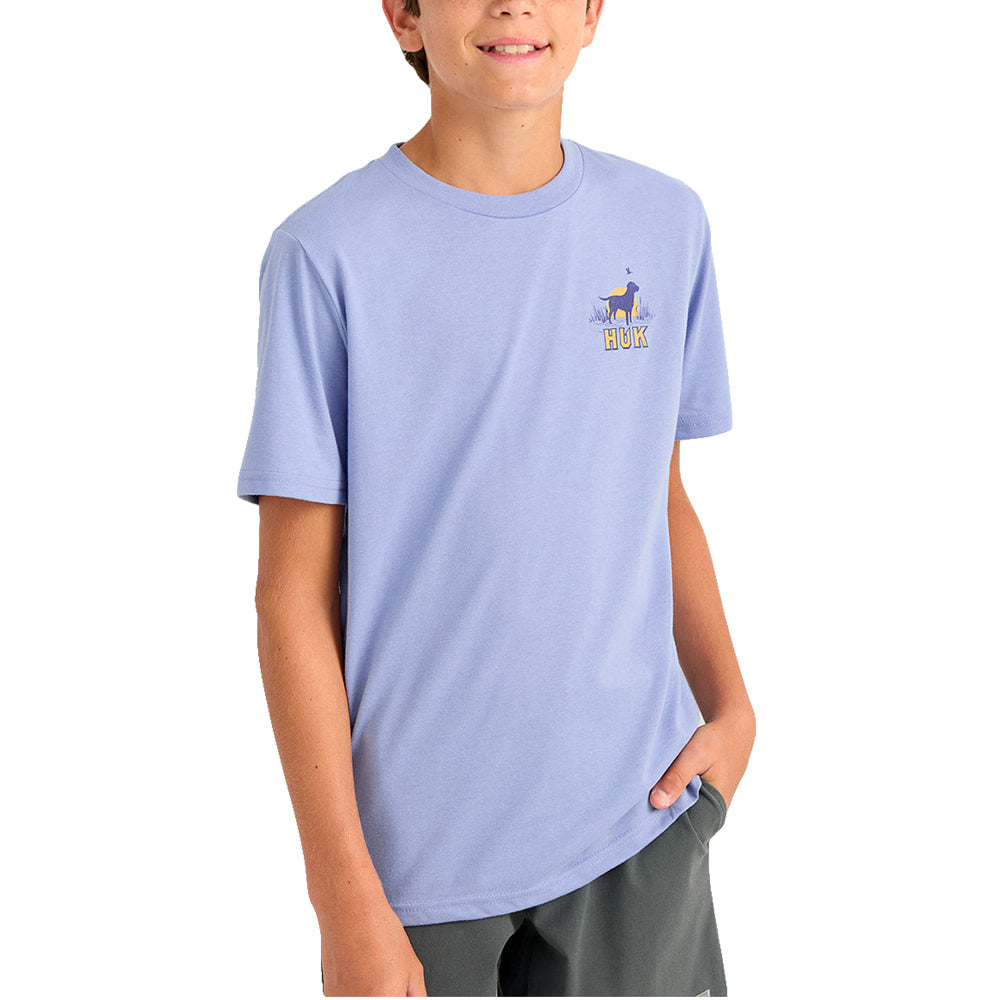 Huk Apparel Huk Boys Kids Lab Short Sleeve Lab Patch Tee In Lighting Sky