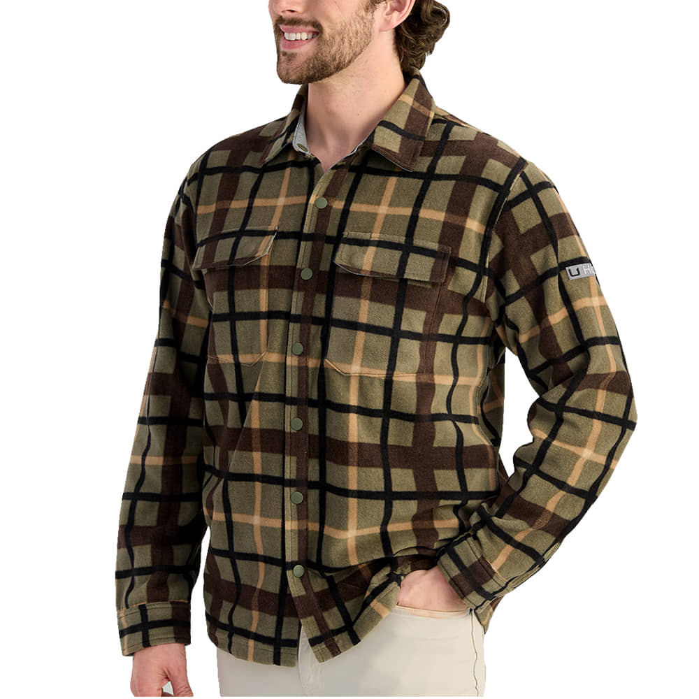 Huk Apparel Huk Jetty Moss Plaid Men's Shacket