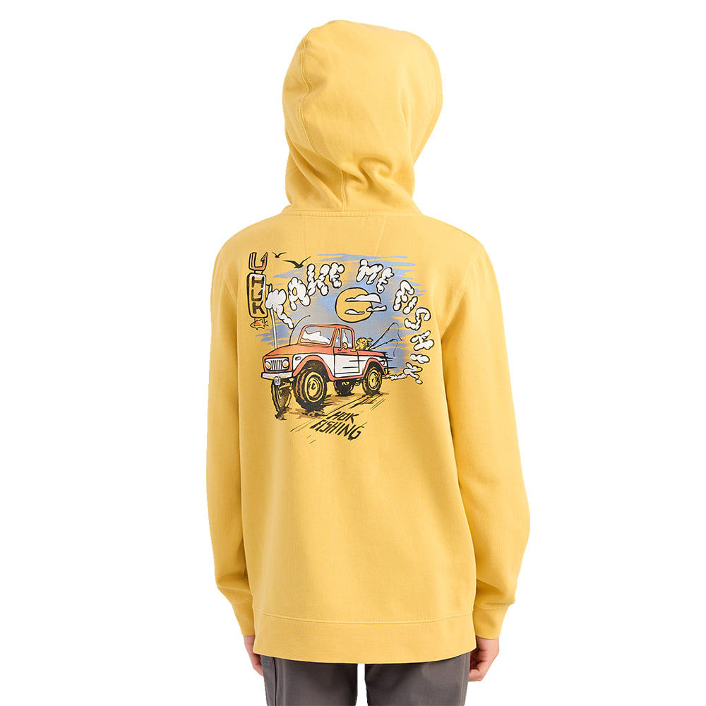 Huk Apparel Huk Kids Huk Truck Logo Cotton Fleece Hoodie in Harvest Wheat