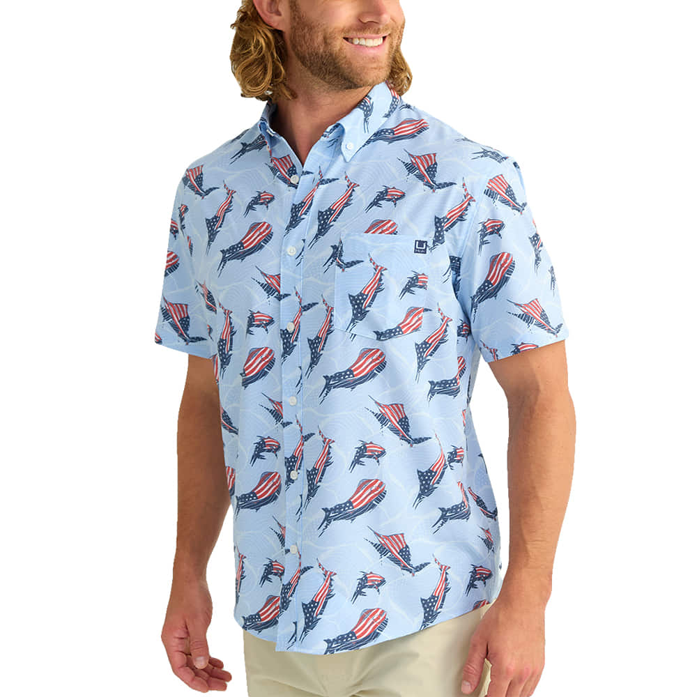 Huk Apparel Huk Kona KC Printed Men's Short Sleeve Shirt In Windsurfer