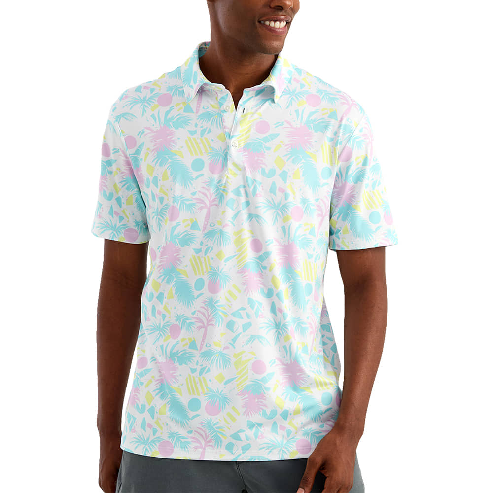 Huk Apparel Huk Men's Puruit Printed Short Sleeve Polo in White 7