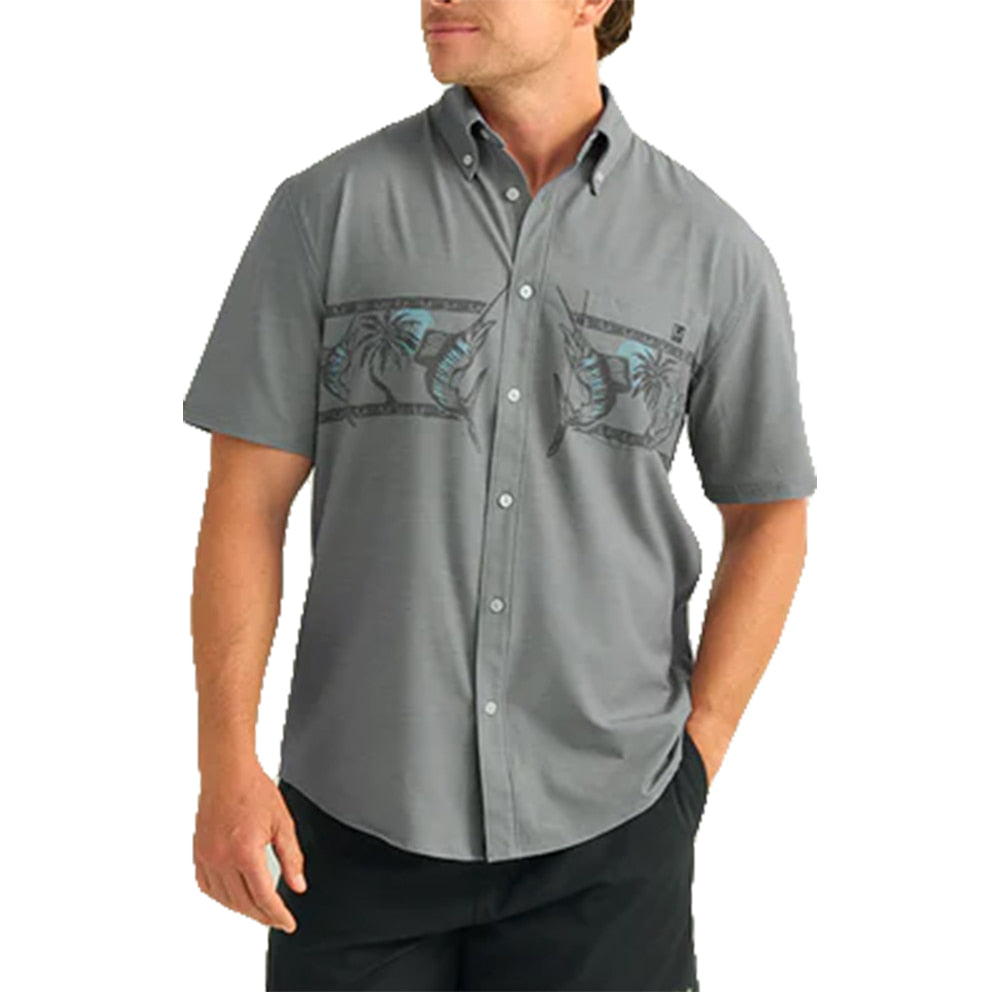 Huk Apparel Huk Night Owl Kona Short Sleeve Button-Down Graphic Men's Shirt