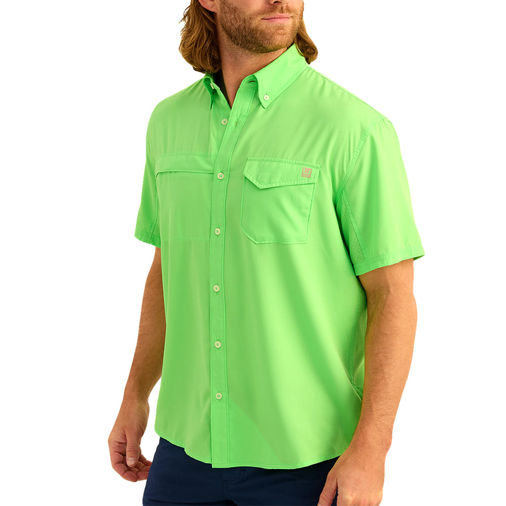 Huk Apparel Huk Tide Point Short Sleeve Men's Shirt Summer Green