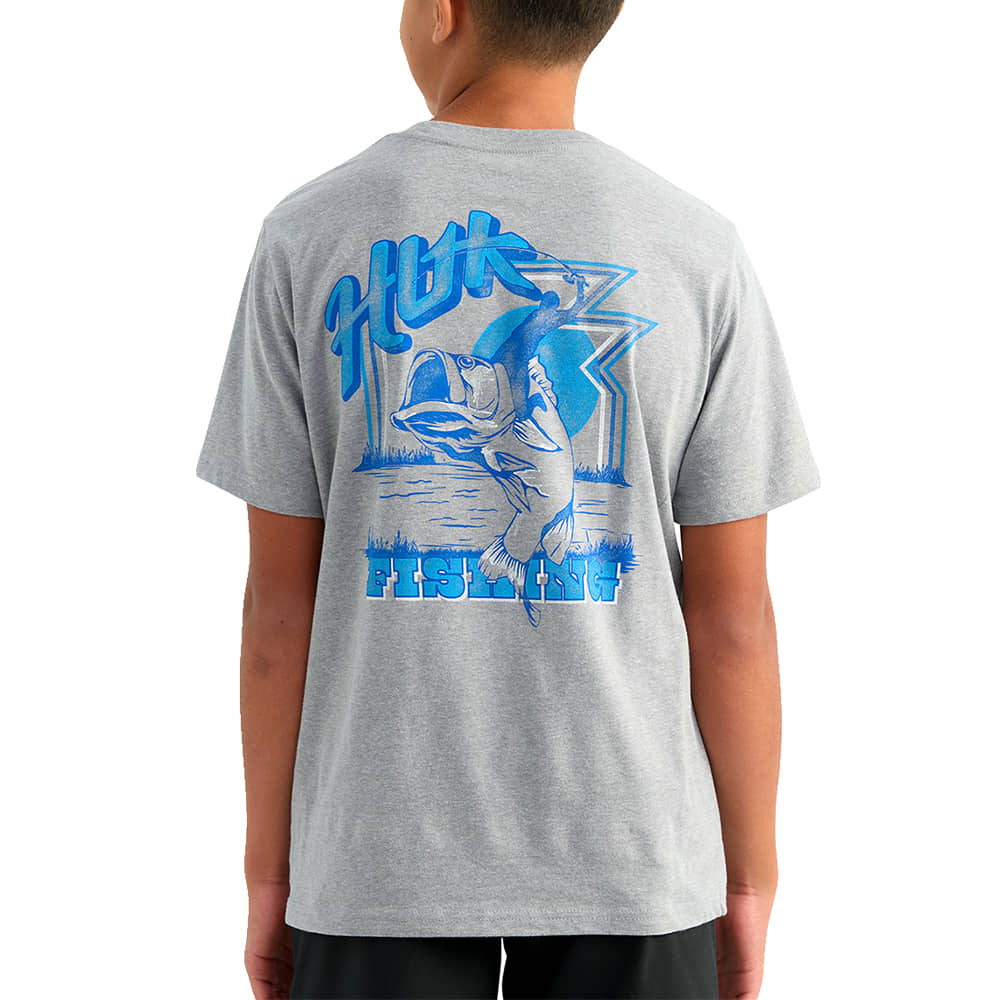 Huk Apparel KIDS RODEO BASS SHORT SLEEVE TEE IN SHARKSHIN HEATHER