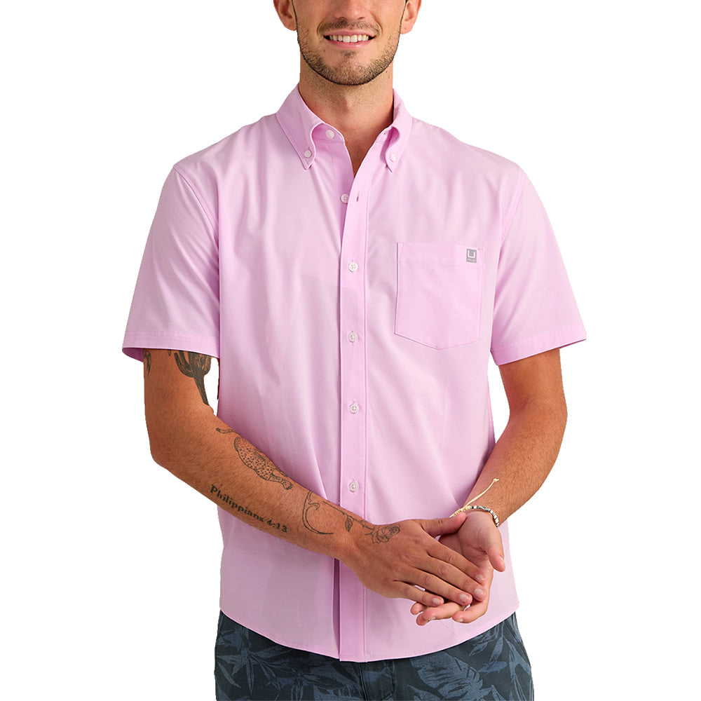 Huk Apparel MENS KONA SHORT SLEEVE SHIRT IN OLEANDER