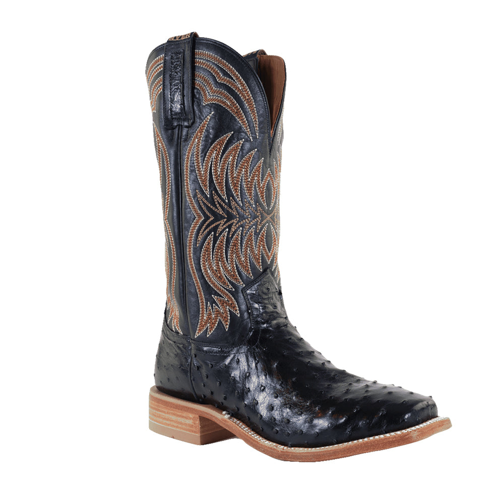Hyer Boots Footwear Hyer Black Full Quill Ostrich Men's Boots