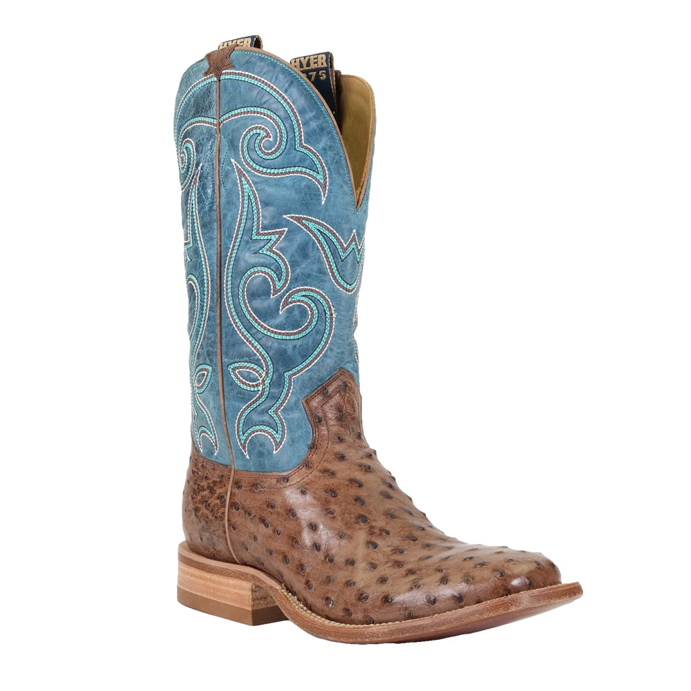 Hyer Boots Footwear Hyer Boots Men's Jetmore Full Quill Ostrich Tobacco Boot