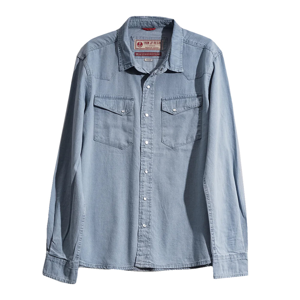 Iron & Resin Apparel Iron & Resin Men's Bleach Denim Ojai Long Sleeve Snap Shirt