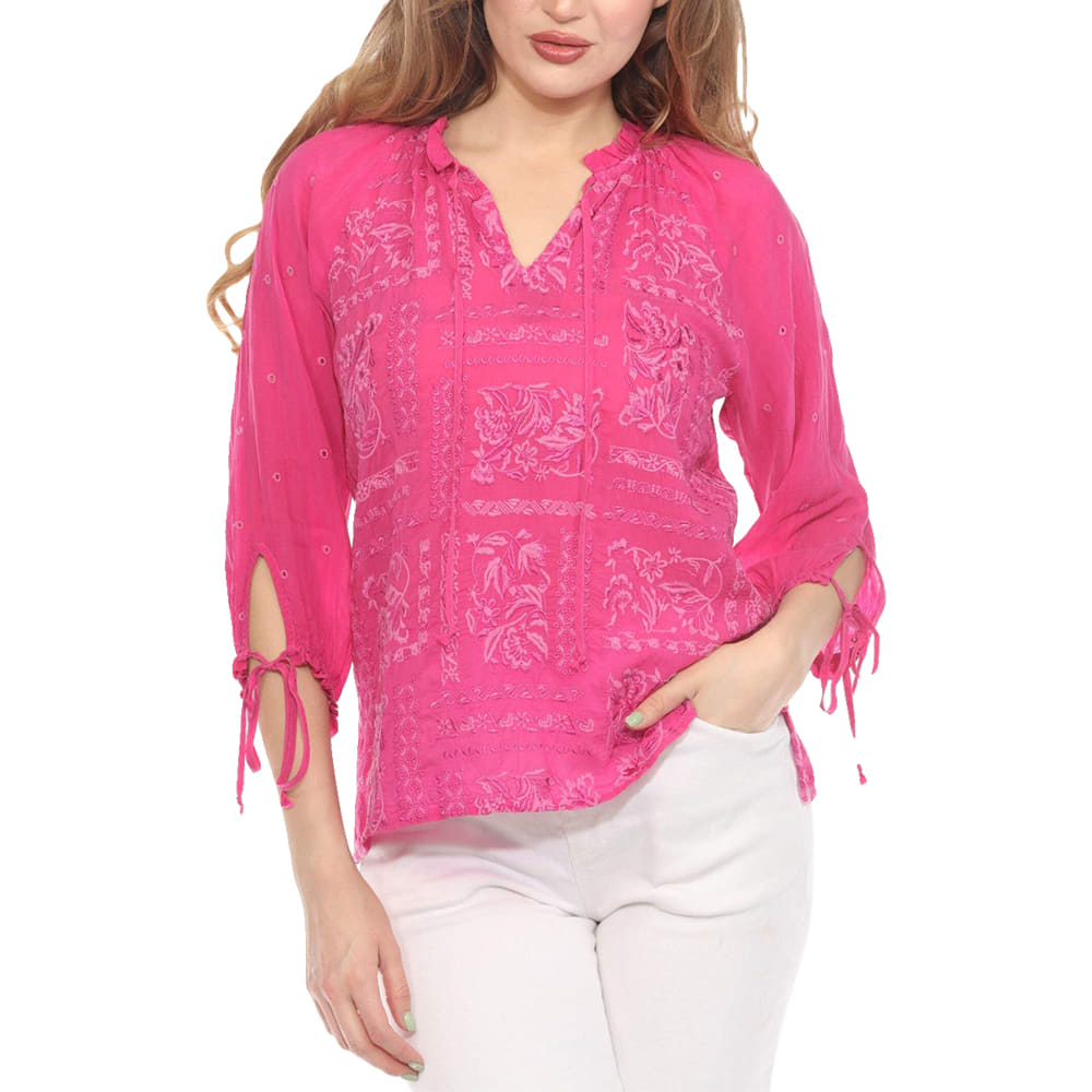 Johnny Was Apparel Johnny Was Women's Baja Blue Yiprianne Bonita Blouse