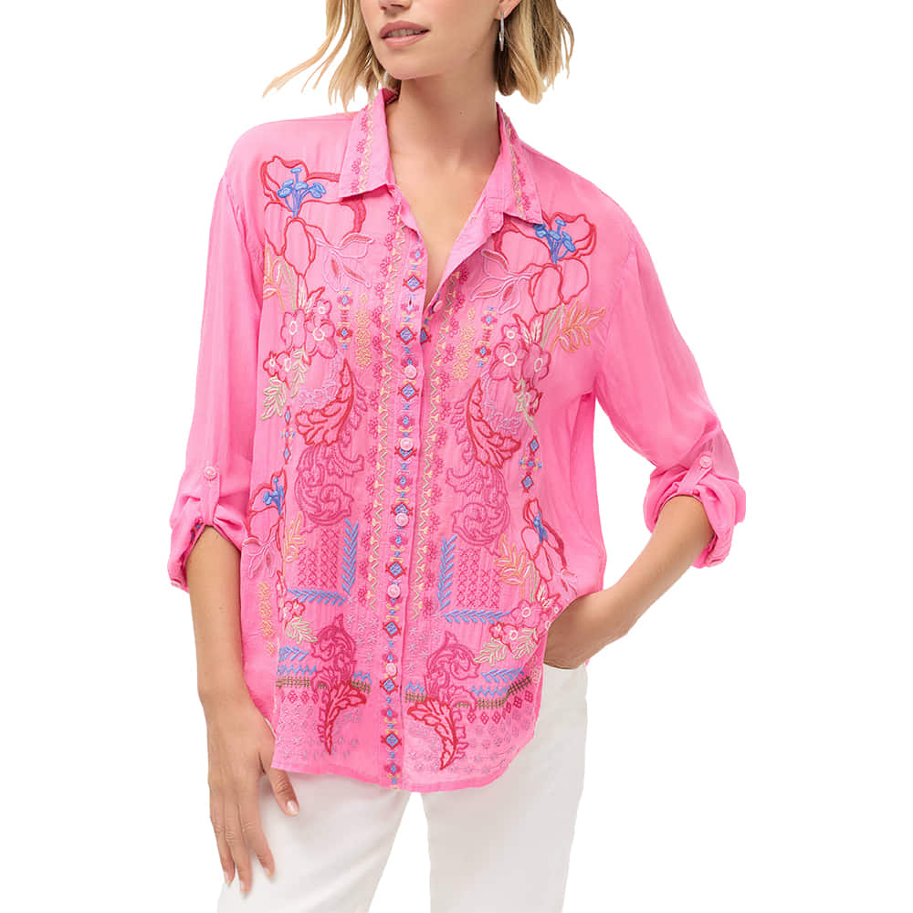 Johnny Was Apparel Johnny Was Women's Pink Luisa Gin Fizz Shirt