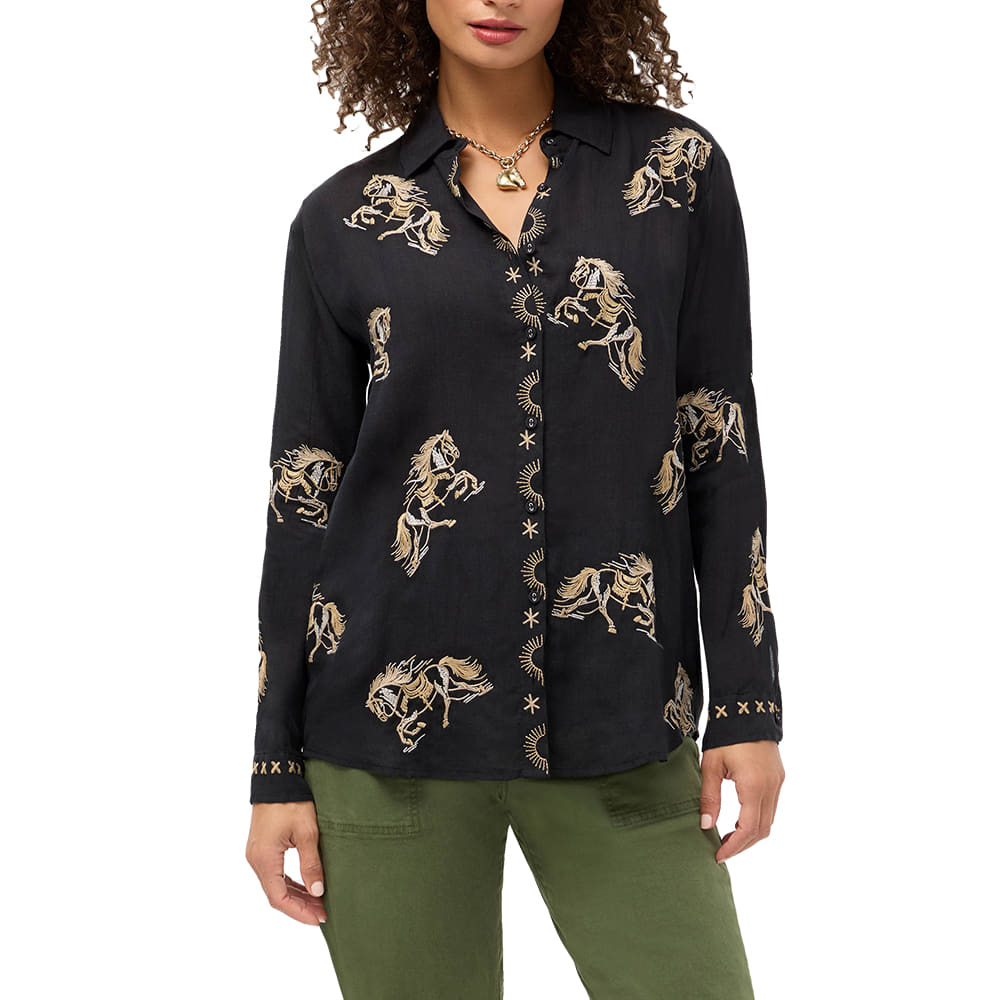 Johnny Was Collection Apparel Johnny Was Collection Women's Oversized Shirt in Black