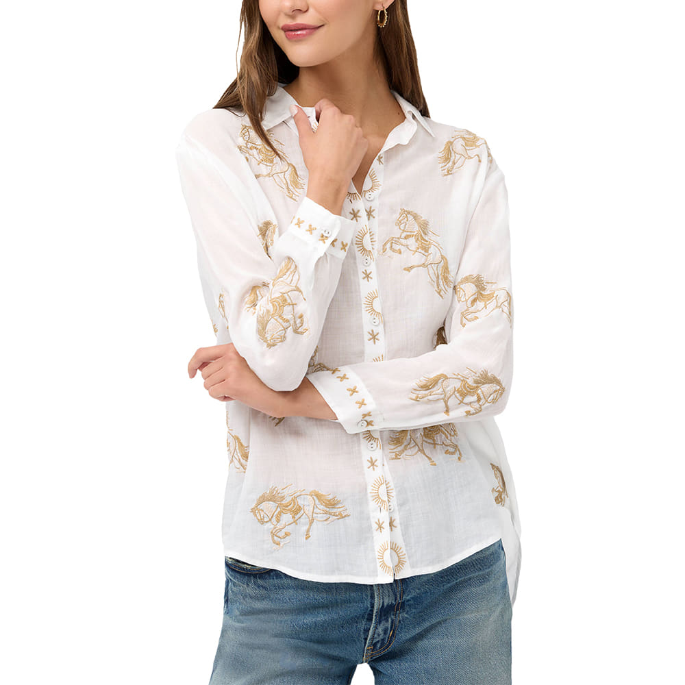 Johnny Was Collection Apparel Johnny Was Collection Women's Oversized Shirt in White