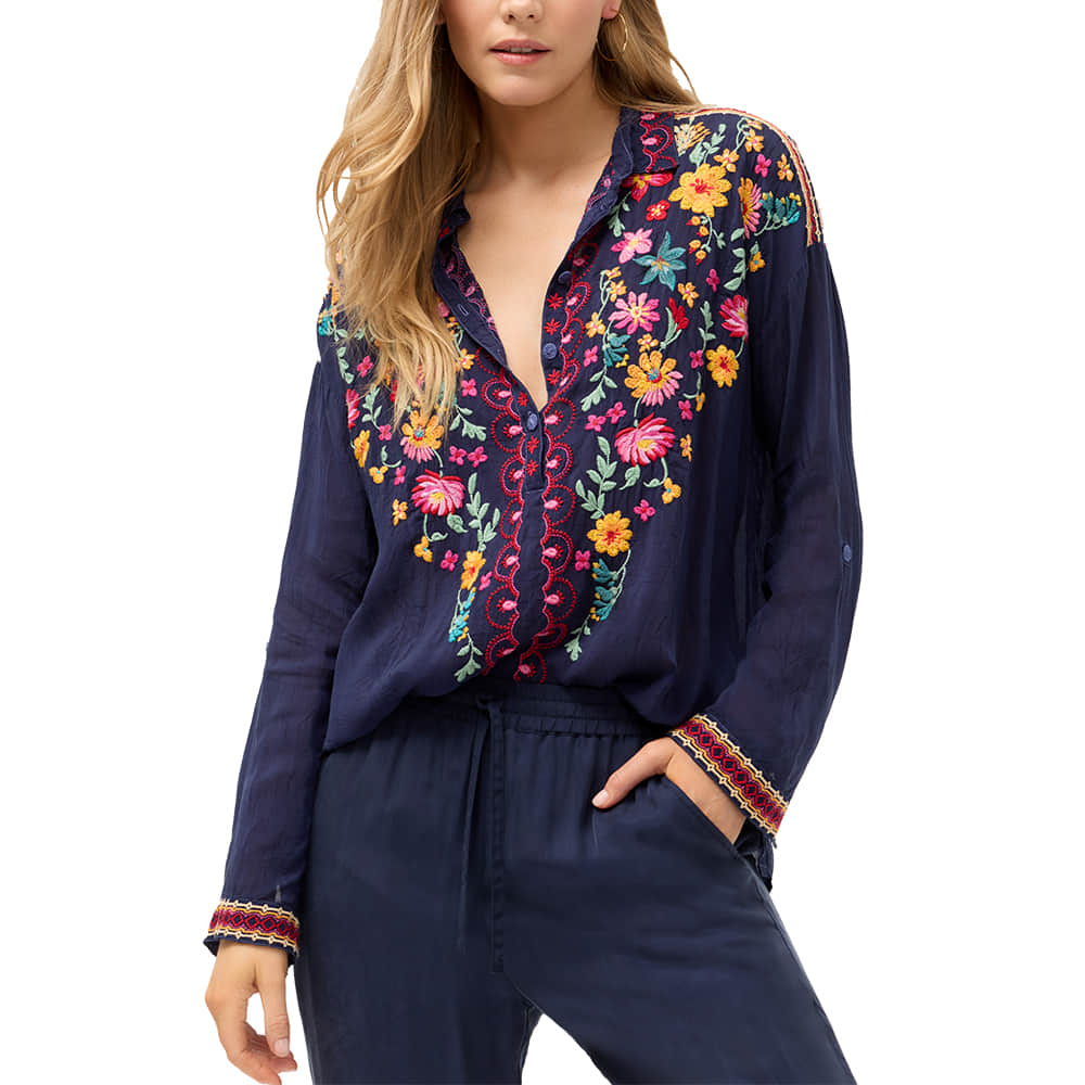 Johnny Was Collection Apparel Johnny Was Collection Women's Slim Audrey Tunic in Blue Night