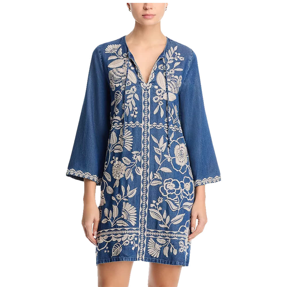 Johnny Was Collection Apparel Johnny Was Women's Denim Blue Lucinda Kimono Sleeve Relaxed Dress
