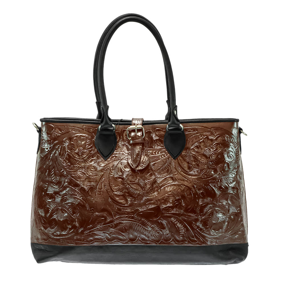 Juan Antonio Other Juan Antonio Black Bison Brown Floral Tooled Tote
