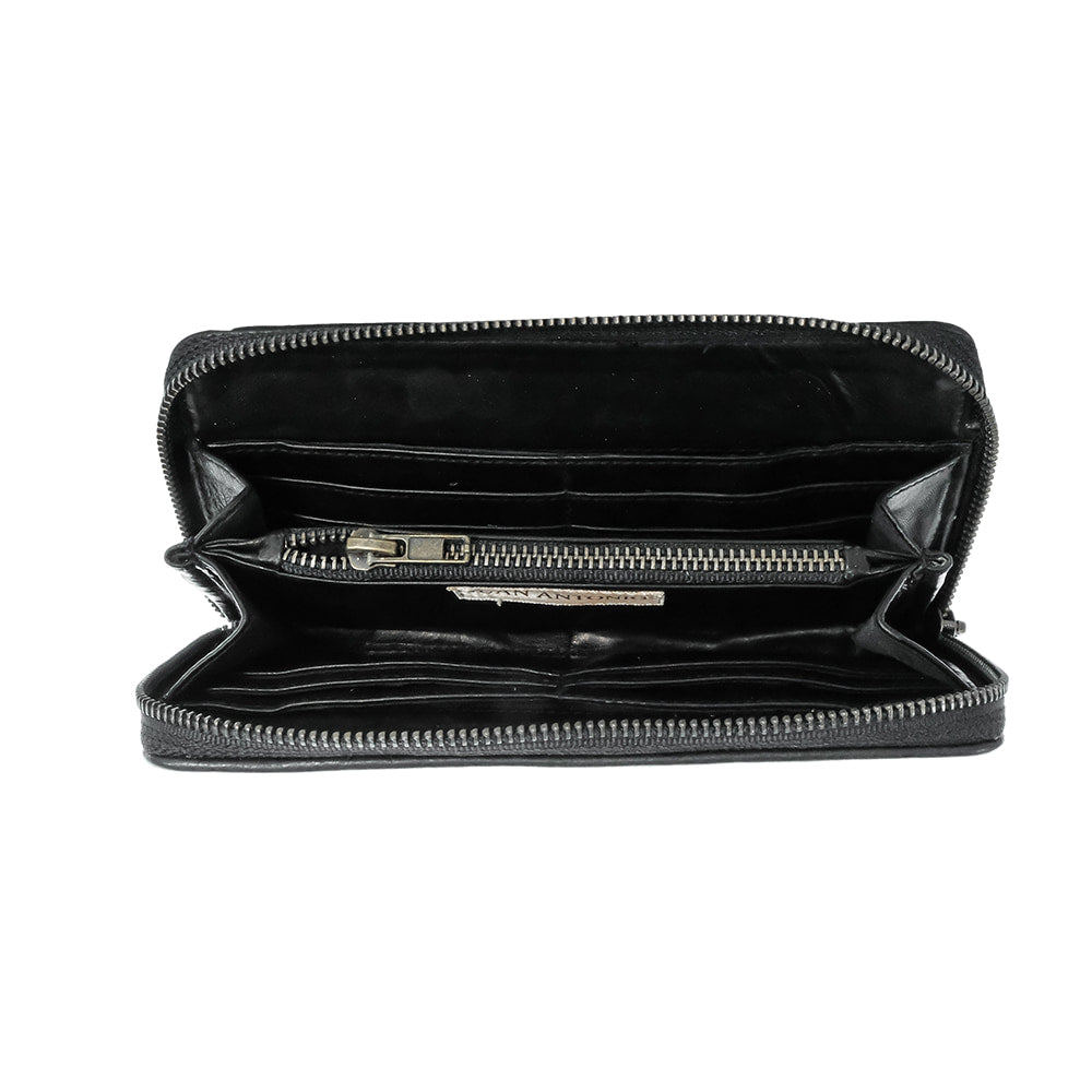 Juan Antonio Other Juan Antonio Black Italian Leather with Brass Zipper Wallet
