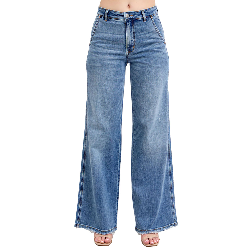 Judy Blue Apparel Judy Blue High Waist Retro Fit Wide Leg Medium Wash Women's Jeans