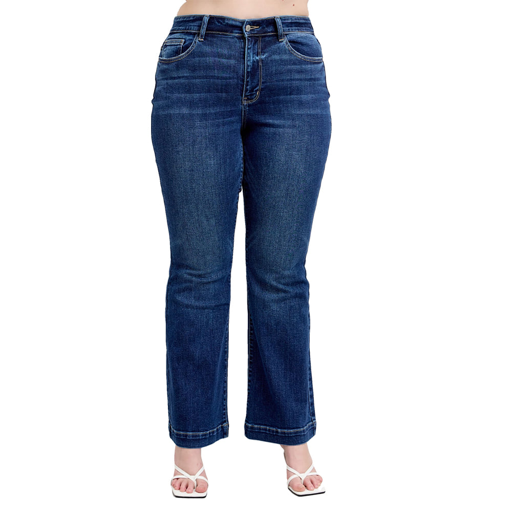 Judy Blue Apparel Judy Blue High Waist Trouser Flare Dark Wash Women's Plus Size Jeans