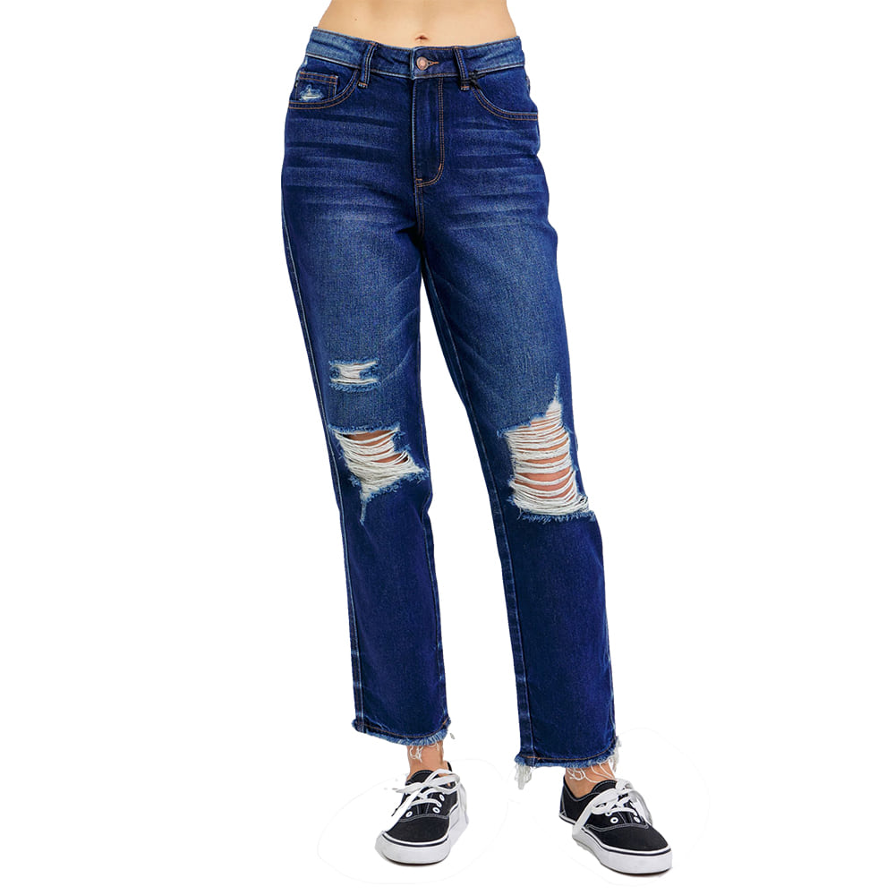 Judy Blue Apparel Judy Blue Ladies High Rise Rigid Magic Heavy Destroy Straight Leg Jeans