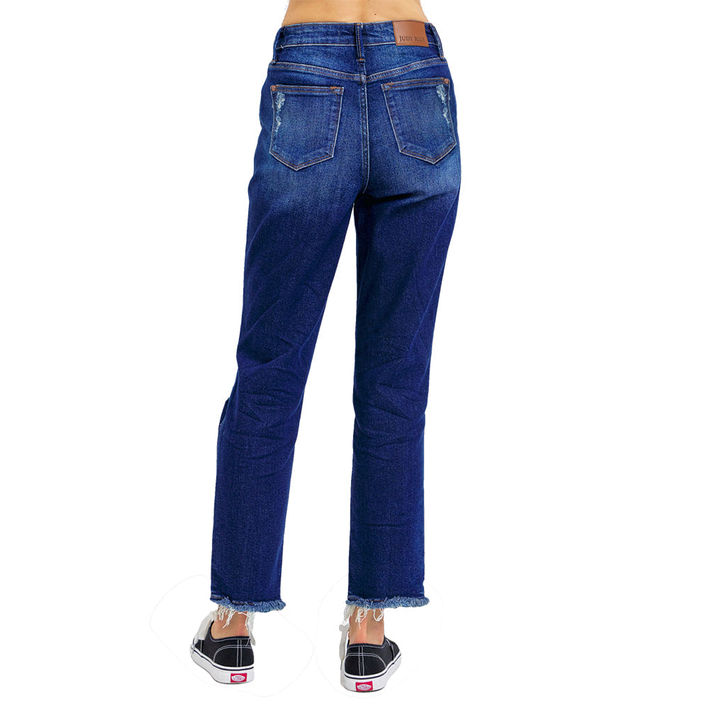 Judy Blue Apparel Judy Blue Ladies High Rise Rigid Magic Heavy Destroy Straight Leg Jeans