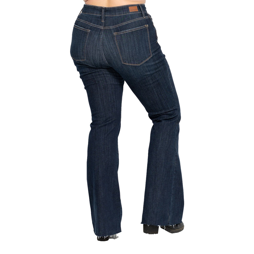 Judy Blue Apparel Judy Blue Ladies Plus Size Dark Raw Hem Flare Jeans
