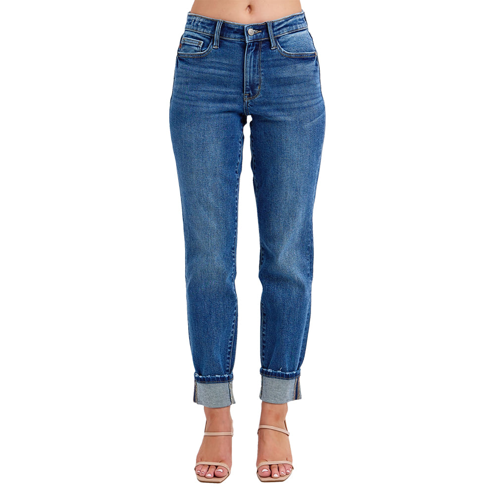 Judy Blue Apparel Judy Blue Vintage Wash Cuffed Boyfriend Jeans