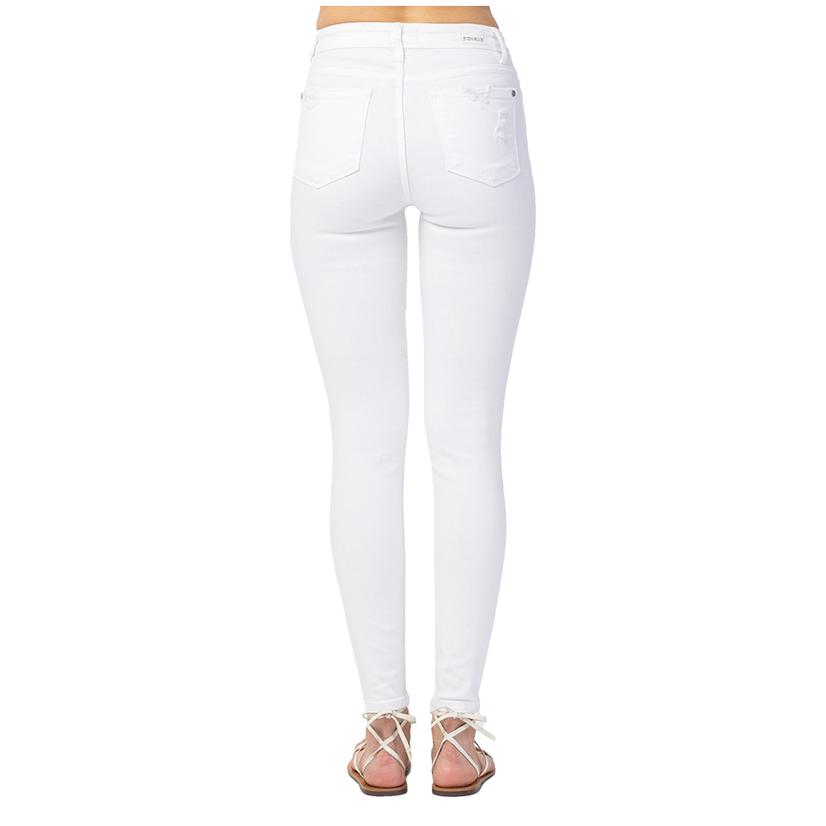 Judy Blue Apparel Judy Blue White Distressed Mid-Rise Plus Size Women's Jean