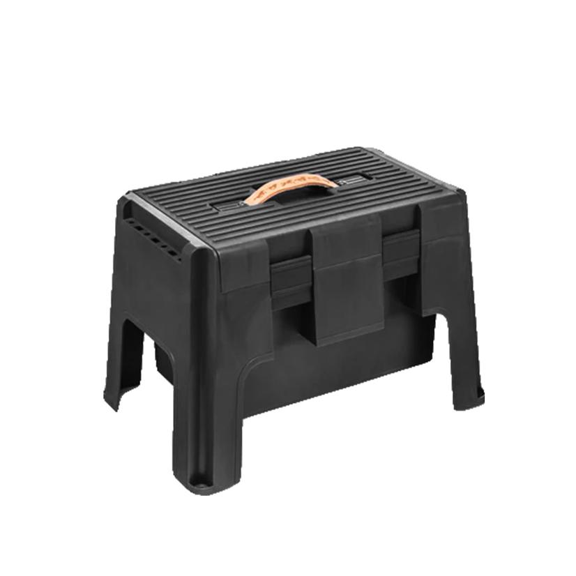 K And D Equestrian Supplies Black Grooming Stool with Flip-top Tool Box and Storage Compartment - Asst Colors