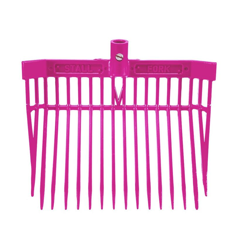 K&D Equestrian Supplies Pink Angled Stall Fork - Complete Fork and Handle