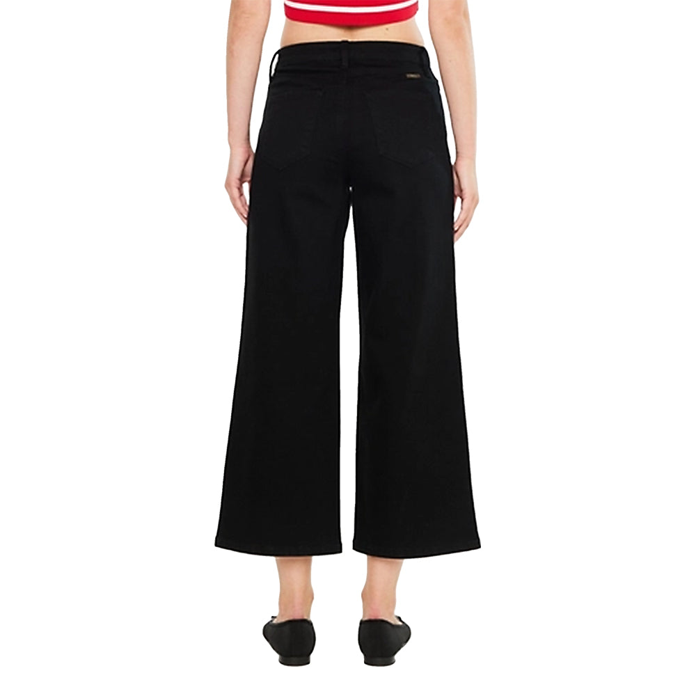 Kancan Apparel Kancan High Rise Crop Black Wide Leg Women's Jeans