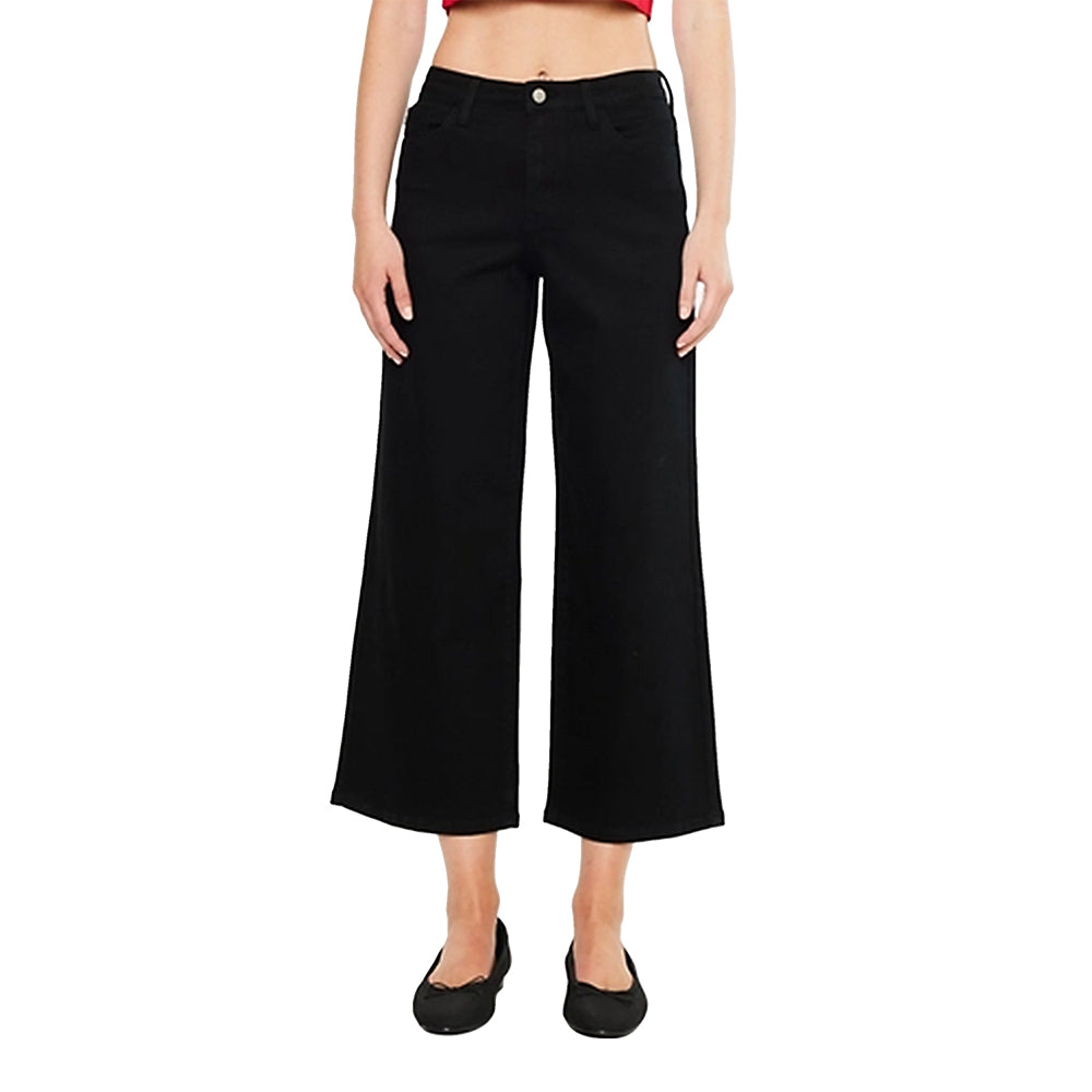 Kancan Apparel Kancan High Rise Crop Black Wide Leg Women's Jeans