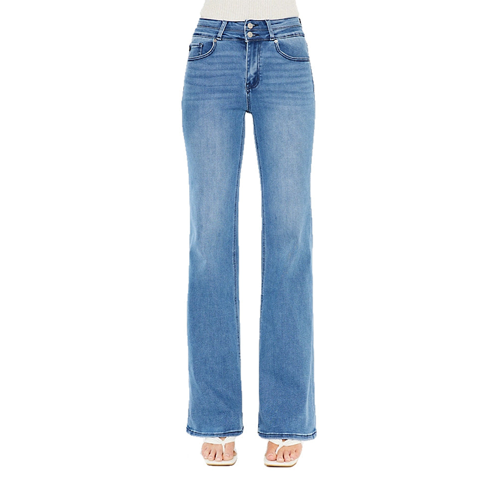 Kancan Apparel Kancan Onyx Ultra High Rise Medium Wash Wide Flare Leg Women's Jeans