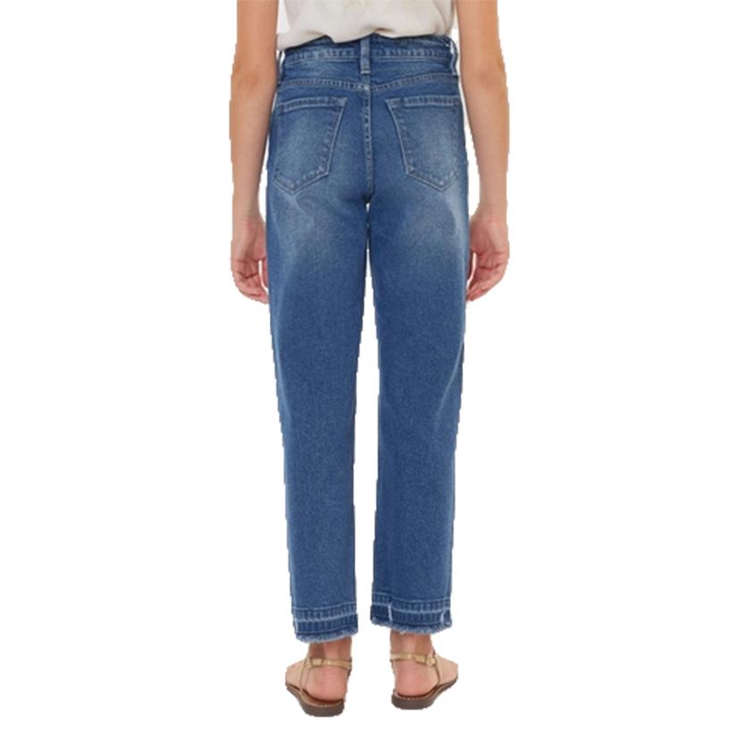Kancan Apparel Kancan Straight Fit Frayed Capri Bottom Girl's Jeans