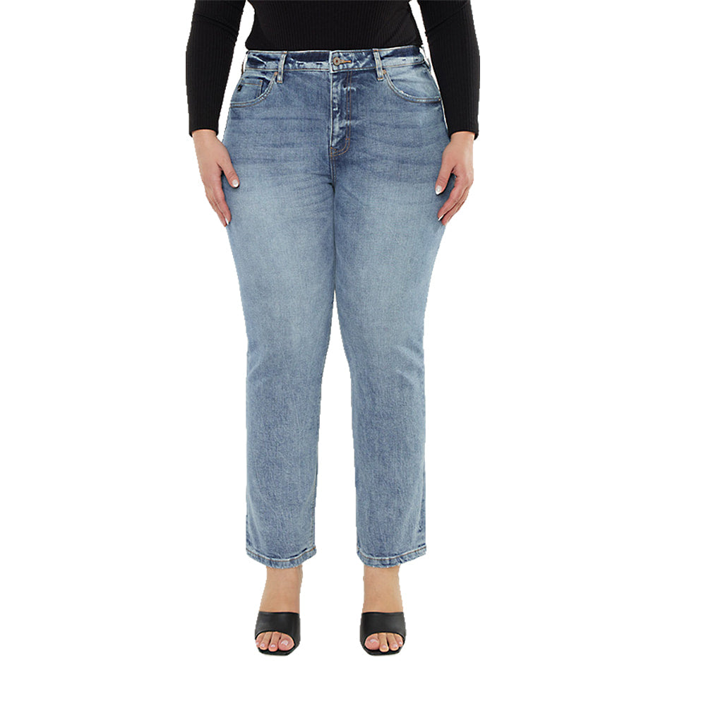 Kancan Apparel Kancan Tilda High Rise Slim Fit Straight Leg Medium Wash Women's Plus Size Jeans