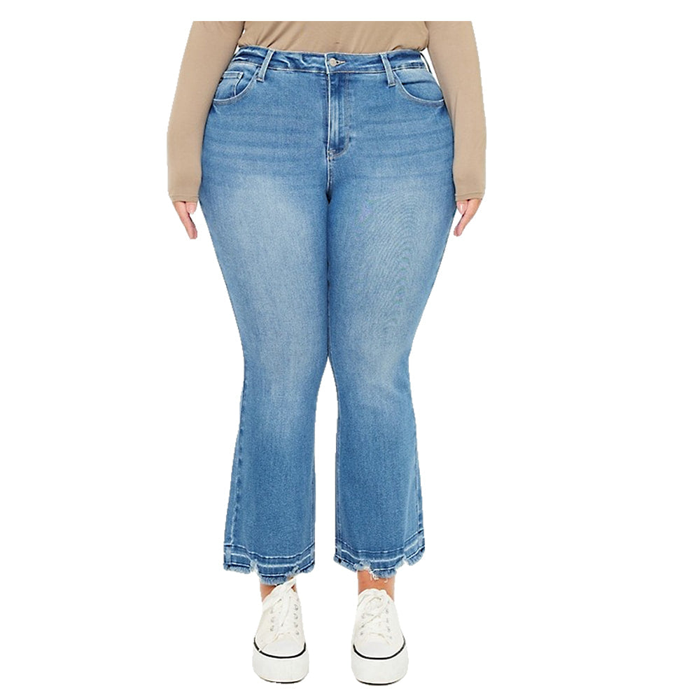 Kancan Apparel Kancan Vera High Rise Medium Wash Crop Bootcut Plus Size Women's Jeans