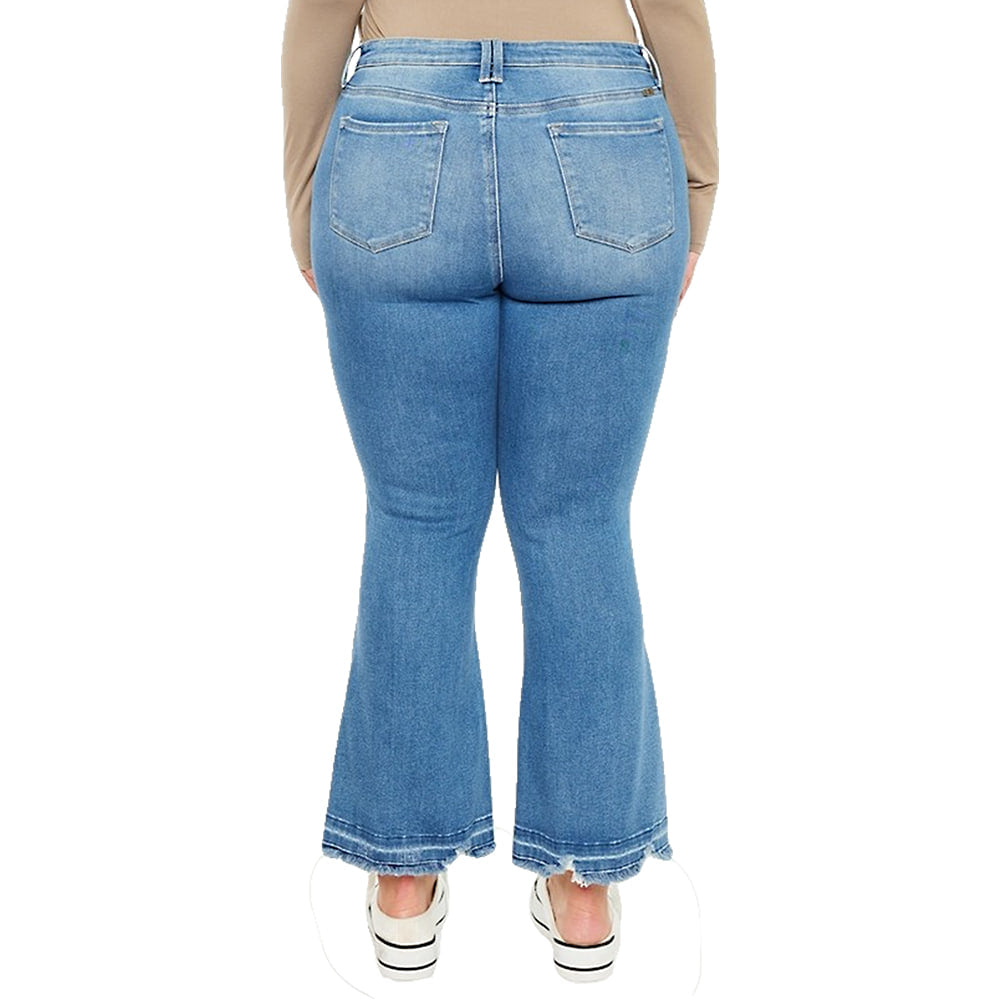 Kancan Apparel Kancan Vera High Rise Medium Wash Crop Bootcut Plus Size Women's Jeans