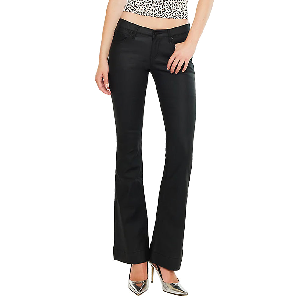 Kancan Apparel Kancan Women's Black Scarlett Low Rise Coated Bootcut Jean