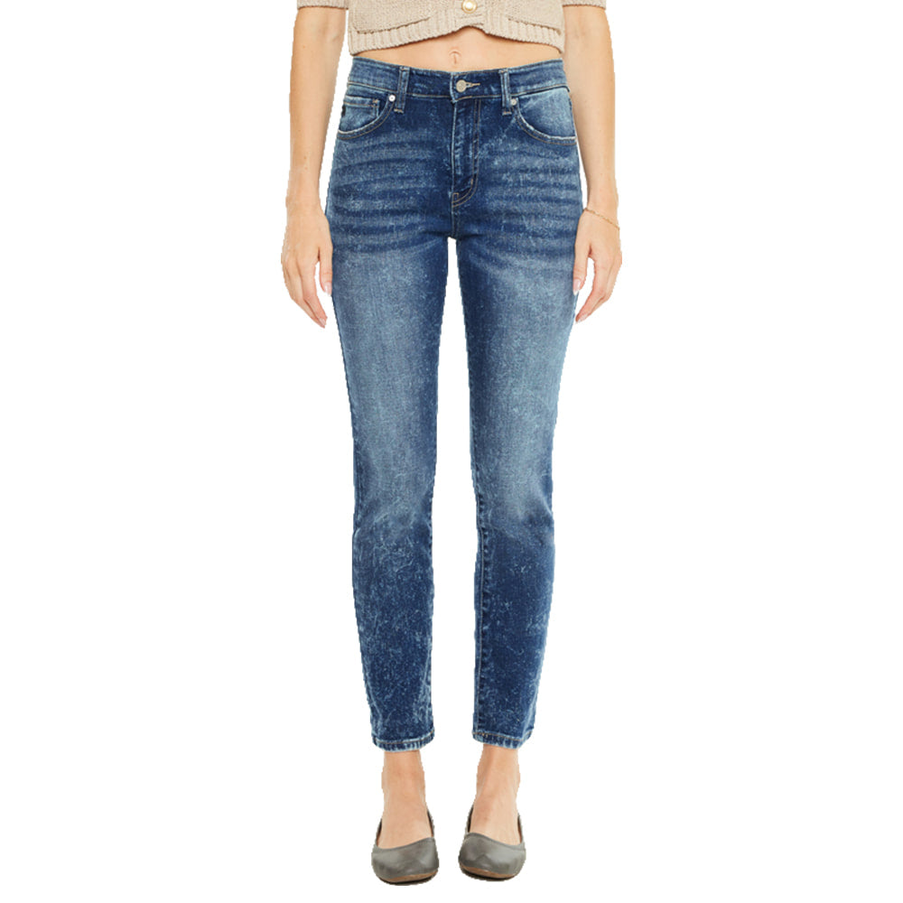 Kancan Apparel Kancan Women's High Rise Cigarette Jeans In Dark Wash