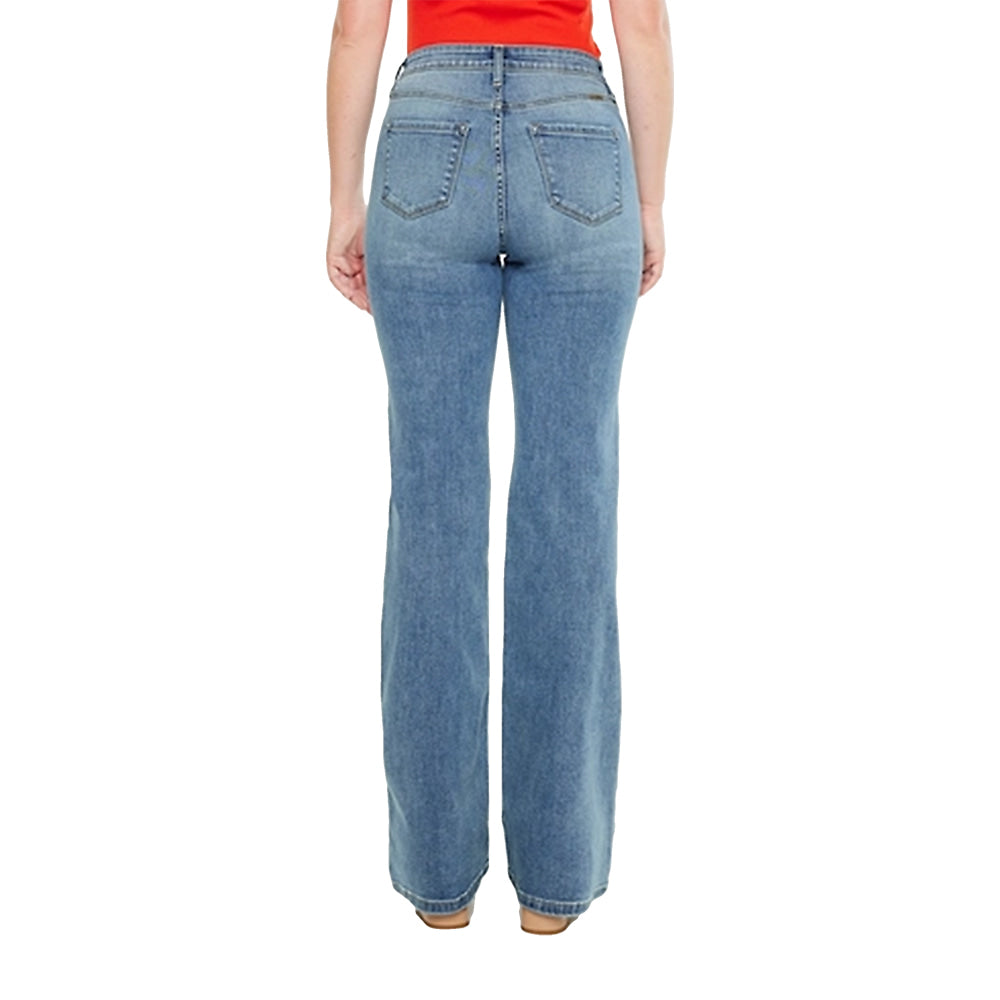 Kancan Apparel Kancan Women's High Rise Curvy Wide Flare Jean