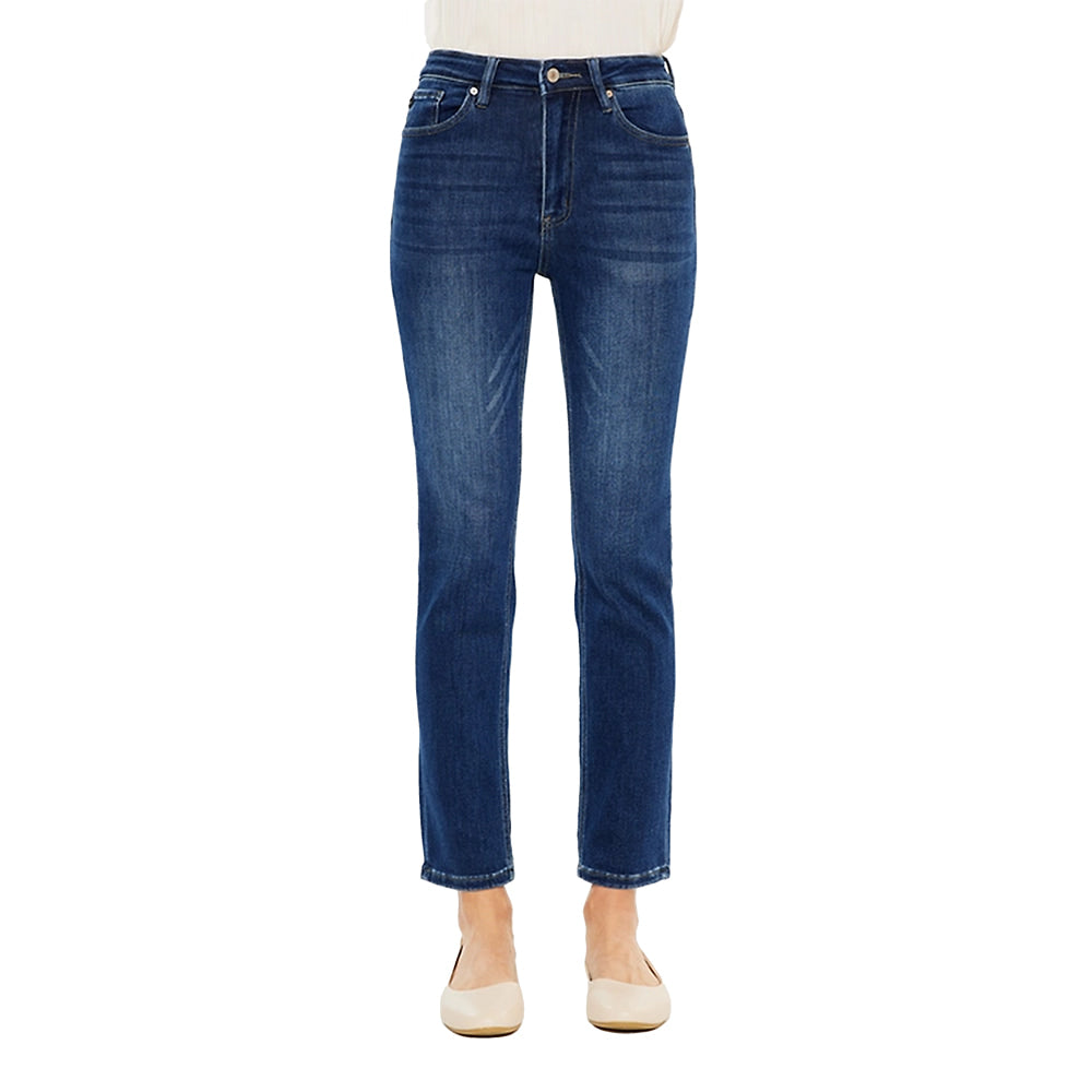 Kancan Apparel Kancan Women's High Rise Slim Straight Jeans In Dark Wash