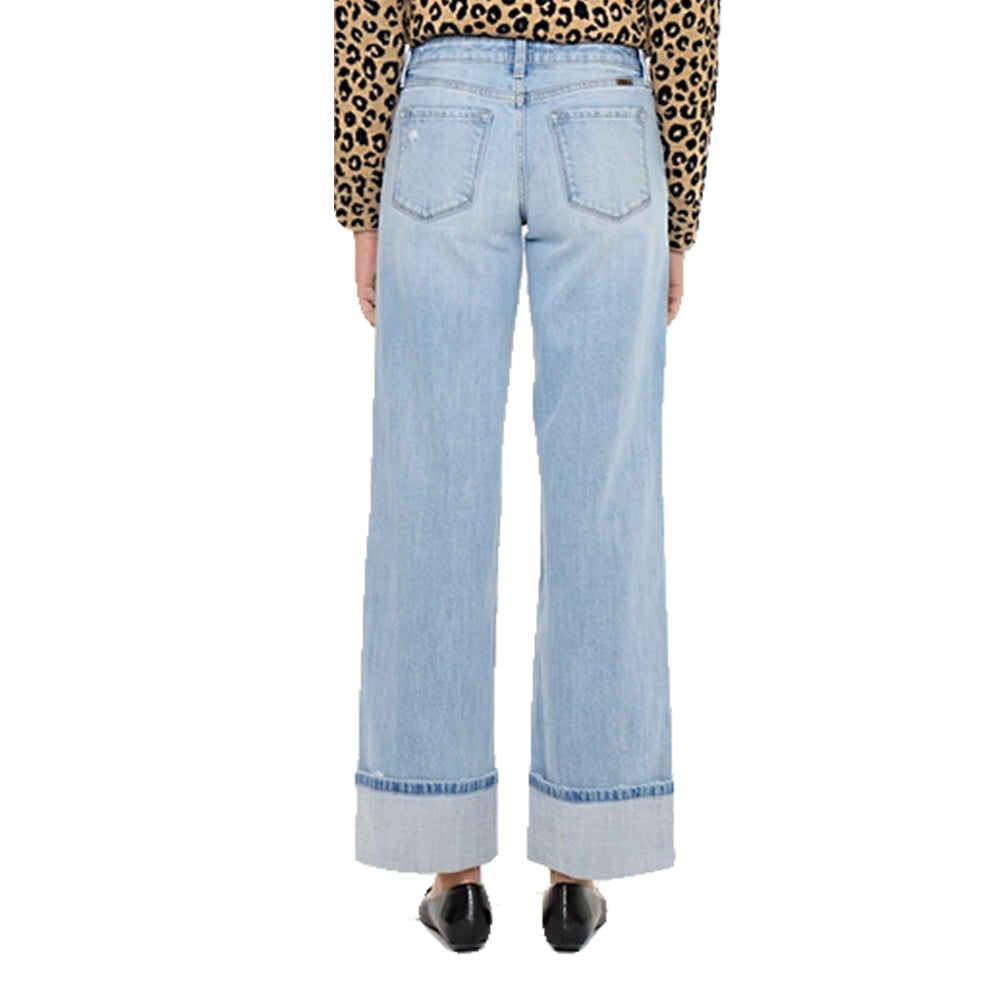 Kancan Apparel Kancan Women's Light Crater Low Rise Wide Leg Jean