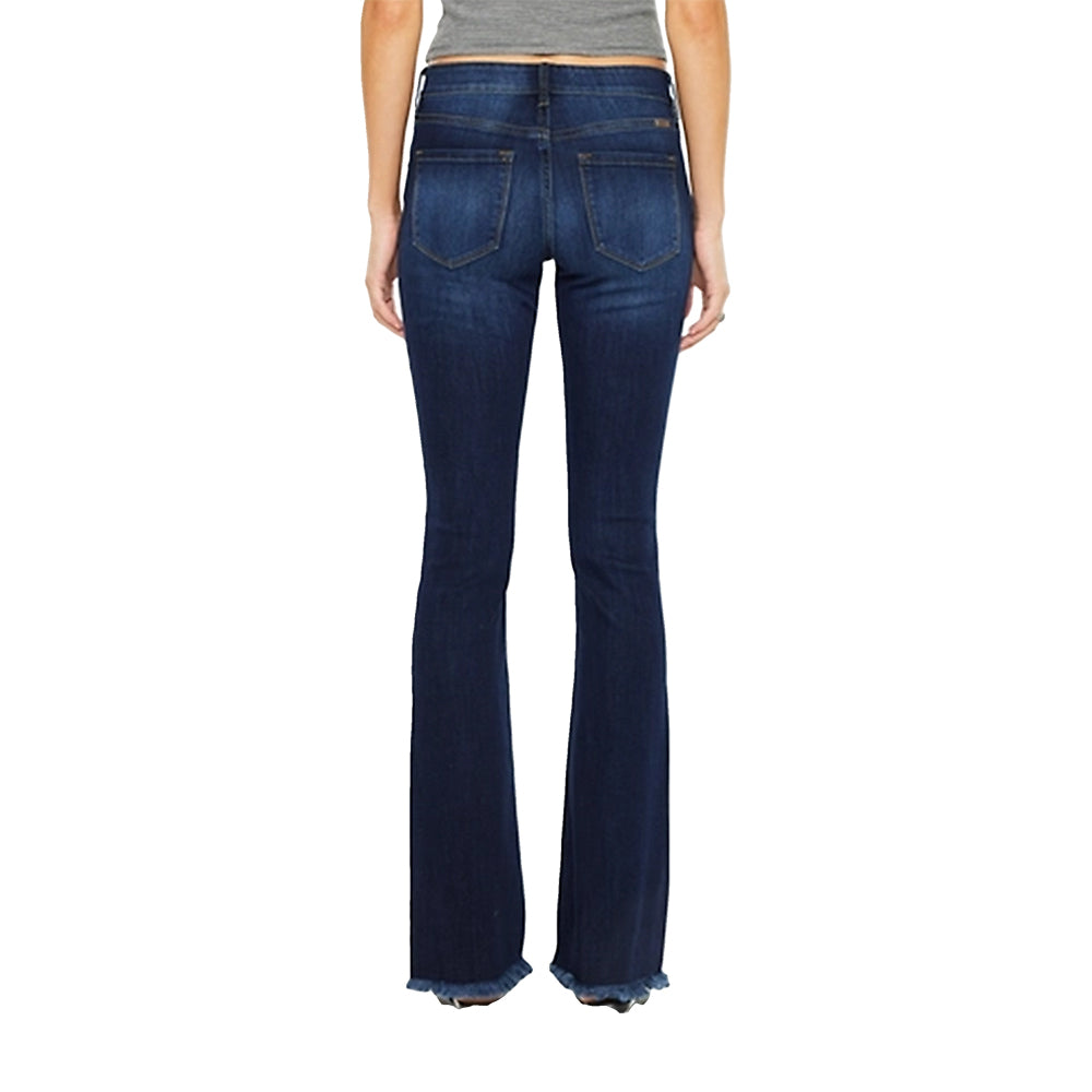 Kancan Apparel Kancan Women's Low Rise Frayed Hem Bootcut Jean