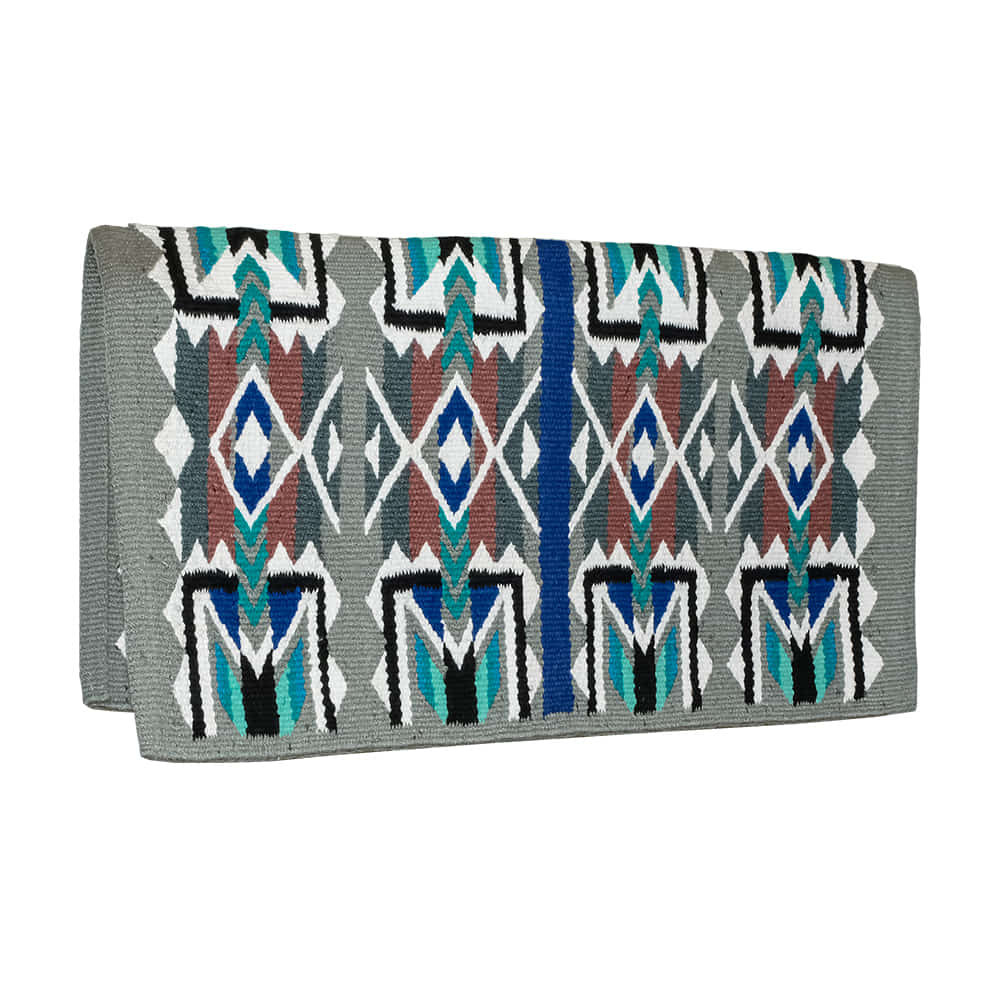 KD Saddle Blankets Tack KD Saddle Blankets Grey Teal Wool Saddle Blanket 34x40